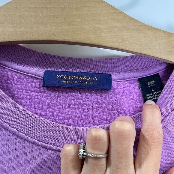 Scotch and Soda Amsterdam Couture Purple Crewneck Logo Embroidered Sweatshirt L - Picture 3 of 10